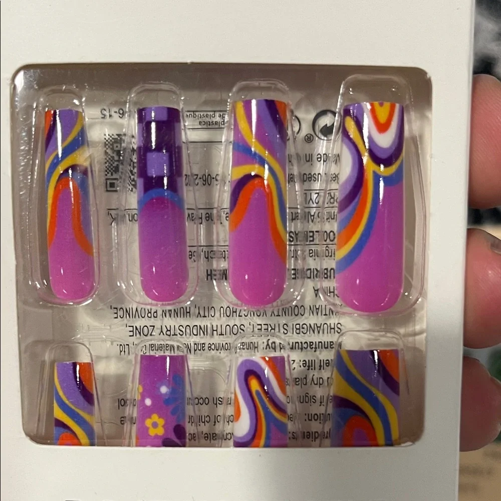 Press on nails medium long vibrant‎ colorful Colorful False Nail Set